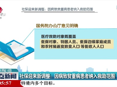 社保迎来新调整：因病致贫重病患者纳入救助范围