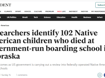 外媒：研究人员确认美国一公立寄宿学校曾有102名原住民儿童死亡，可能只是冰山一角……