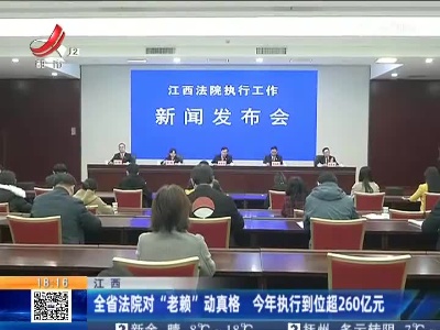 江西：全省法院对“老赖”动真格 今年执行到位超260亿元