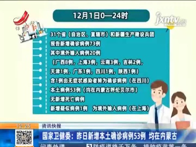 国家卫健委：昨日新增本土确诊病例53例 均在内蒙古