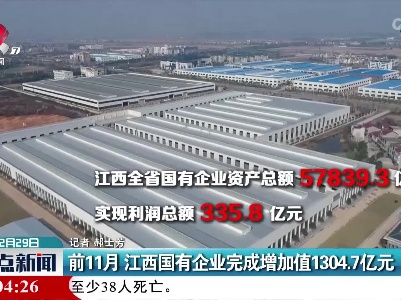 前11月 江西国有企业完成增加值1304.7亿元