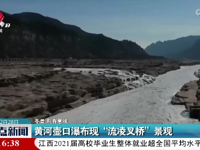 【冬景 别有意味】黄河壶口瀑布现“流凌叉桥”景观