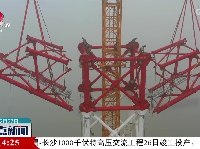 白鹤滩—江苏特高压长江大跨越高塔成功封顶