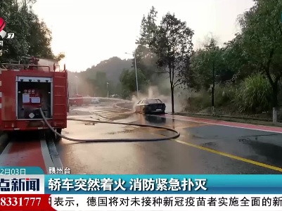 轿车突然着火 消防紧急扑灭