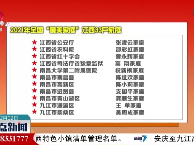 江西33户家庭获评2021年全国“最美家庭”
