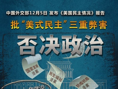 漫画｜中国外交部批“美式民主”三重弊害