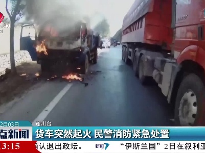 货车突然起火 民警消防紧急处置