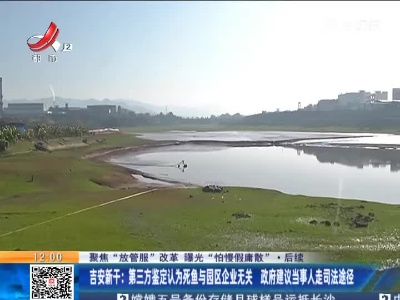 【聚焦“放管服”改革 曝光“怕慢假庸散”】后续 ·吉安新干：第三方鉴定认为死鱼与园区企业无关 政府建议当事人走司法途径
