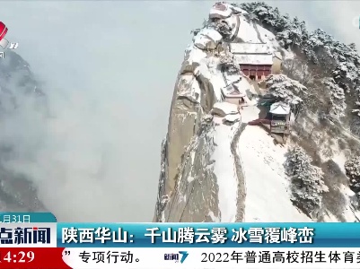 陕西华山：千山腾云雾 冰雪覆峰峦