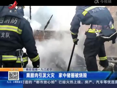 【救在现场】九江武宁：熏腊肉引发火灾 家中猪圈被烧毁