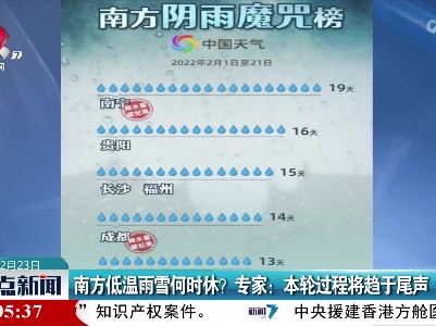 南方低温雨雪何时休？专家：本轮过程将趋于尾声