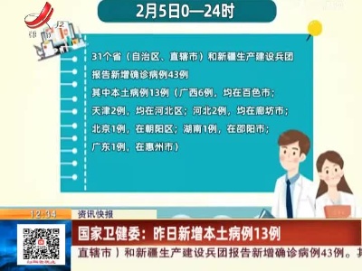 国家卫健委：昨日新增本土病例13例