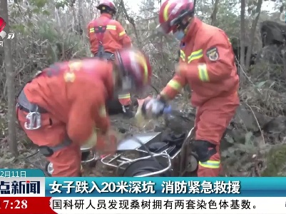 女子跌入20米深坑 消防紧急救援