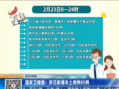 国家卫健委：昨日新增本土病例85例