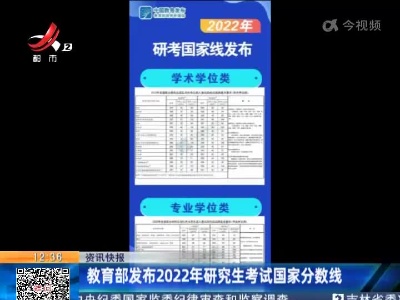 教育部发布2022年研究生考试国家分数线