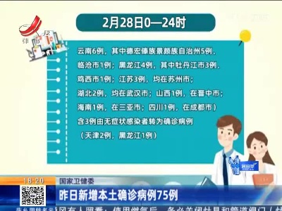 国家卫健委：昨日新增本土确诊病例75例