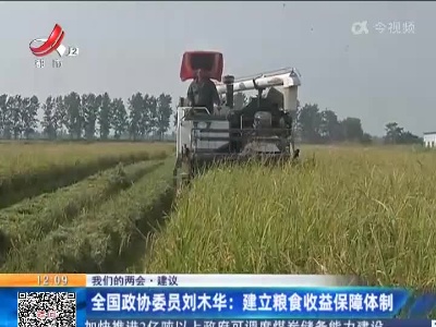 【我们的两会·建议】全国政协委员刘木华：建立粮食收益保障体制