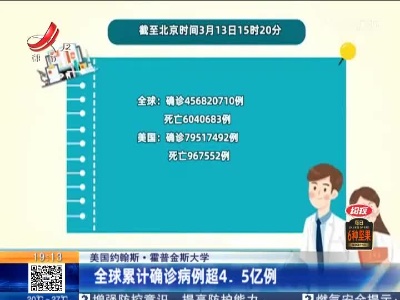 美国约翰斯·霍普金斯大学：全球累计确诊病例超4.5亿例