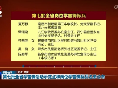 第七批全省学雷锋活动示范点和岗位学雷锋标兵名单公布