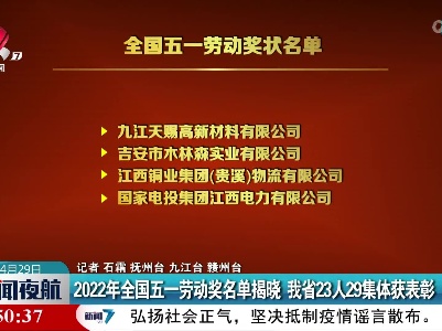 2022年全国五一劳动奖名单揭晓 我省23人29集体获表彰