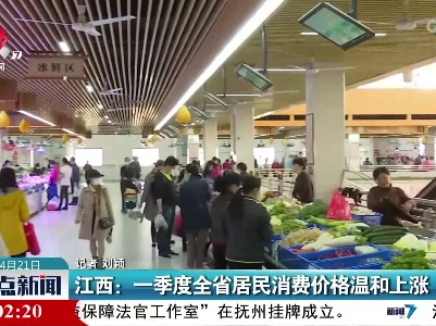江西：一季度全省居民消费价格温和上涨