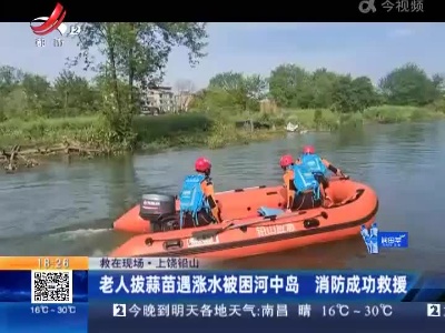 【救在现场】上饶铅山：老人拨蒜苗遇涨水被困河中岛 消防成功救援