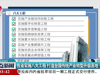 我省实施八大工程 打造全国传统产业转型升级高地