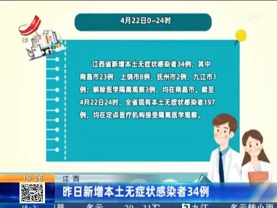 江西：昨日新增本土无症状感染者34例