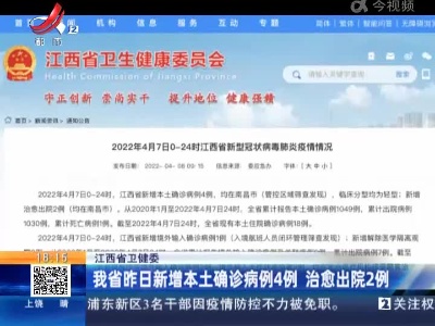 江西省卫健委：我省昨日新增本土确诊病例4例 治愈出院2例