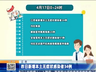 江西：昨日新增本土无症状感染者34例
