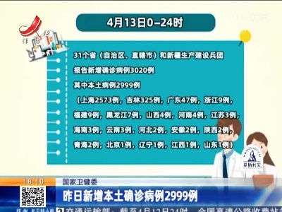 国家卫健委：昨日新增本土确诊病例2999例