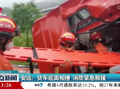 安远：货车迎面相撞 消防紧急救援