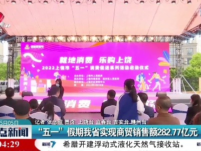 “五一”假期江西省实现商贸销售额282.77亿元
