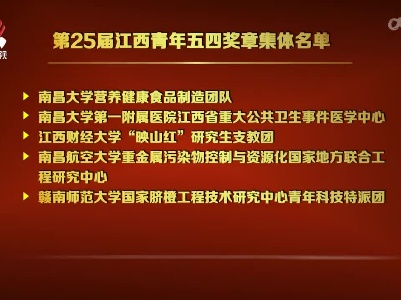 25人10个集体获第25届江西青年五四奖章