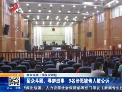 【庭审现场】萍乡安源区：聚众斗殴、寻衅滋事 9名涉恶被告人被公诉