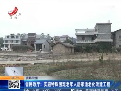 省民政厅：实施特殊困难老年人居家适老化改造工程