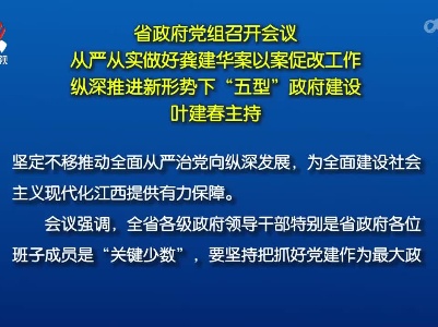 省政府党组召开会议 从严从实做好龚建华案以案促改工作 纵深推进新形势下“五型”政府建设 叶建春主持