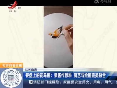 【江苏南通】餐盘上的花鸟画：果酱作颜料 厨艺与绘画完美融合