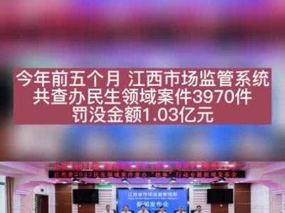 罚没金额1.03亿元！江西市监系统查办民生案件3970件