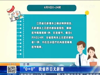 江西：“0+0”我省昨日无新增