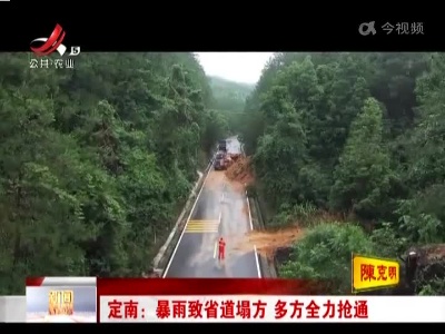 定南：暴雨致省道塌方 多方全力抢通