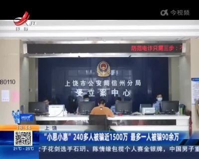 上饶：“小恩小惠”240多人被骗近1500万 最多一人被骗90余万