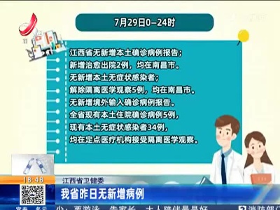 江西省卫健委：我省昨日无新增病例