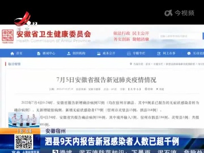 安徽宿州：泗县9天内报告新冠感染者人数已超千例