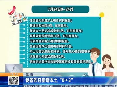 江西：我省昨日新增本土“0+3”