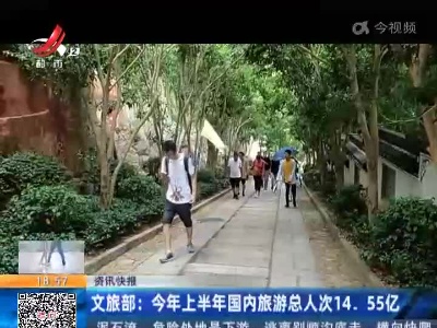 文旅部：今年上半年国内旅游总人次14.55亿