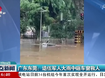 广东东莞：退伍军人大雨中砸车窗救人