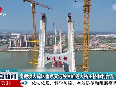 粤港澳大湾区重点交通项目红莲大桥主桥顺利合龙