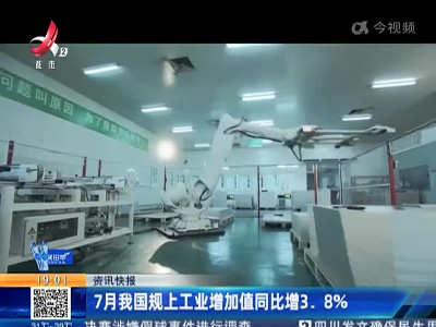 7月我国规上工业增加值同比增3.8%