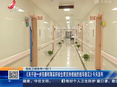 国家卫健委等17部门：《关于进一步完善和落实积极生育支持措施的指导意见》今天发布